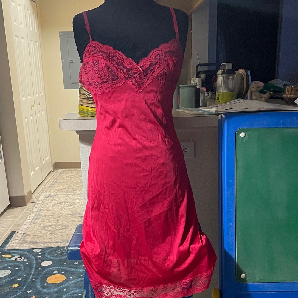 Vassarette Red Lace Chemise
